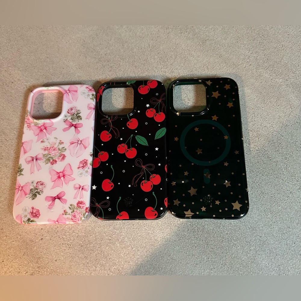 Velvet Caviar Pink Floral, Red Cherry, and Gold Star iPhone 14 Pro Max CASES
